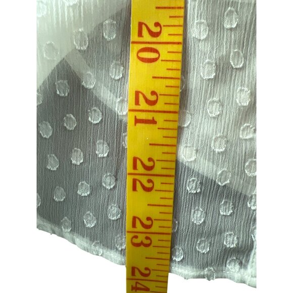 Ann Taylor Loft White Sheer Polka Dot Button-Up Blouse With Ruffled Trim Size 0 - Picture 5 of 6